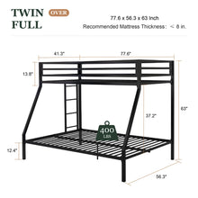 Load image into Gallery viewer, Twin Over Full Metal Bunk Bed With Removable Ladder
