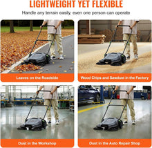 Load image into Gallery viewer, 25.6" Walk Behind Hand Push Floor Sweeper, Manual Industrial Road Sweeper with 5 Gallon Waste Container for Driveways & Warehouses