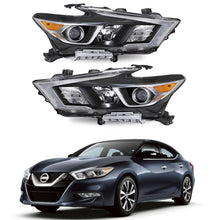 Load image into Gallery viewer, 2016-2018 Nissan Maxima Black Projector Headlights, LED DRL Signature Assembly, Left & Right Side Pair, Direct OEM Fit