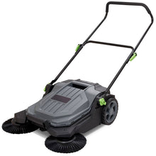 Load image into Gallery viewer, 25.6" Walk Behind Hand Push Floor Sweeper, Manual Industrial Road Sweeper with 5 Gallon Waste Container for Driveways & Warehouses