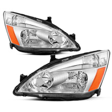 Load image into Gallery viewer, 2003-2007 Honda Accord Chrome Headlights, Amber Corner Housing Assembly, 2/4DR Pair Set, Direct OEM Bolt On Replacement