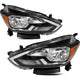 2016-2019 Nissan Sentra 4 Door Chrome Headlights, Amber Corner Housing Assembly, Left & Right Side Pair, Direct OEM Replacement