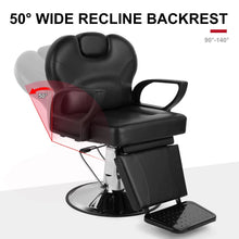 Load image into Gallery viewer, Heavy Duty Hydraulic Barber Chair, All Purpose Reclining Salon Chair with 360° Swivel & Adjustable Headrest for Hair Styling, Shaving & Tattoos