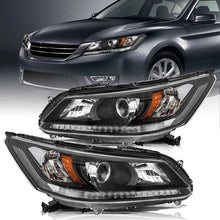 Load image into Gallery viewer, 2013-2015 Honda Accord Sedan Headlights Pair, Professional Projector Halogen Headlamp (W/O LED DRL Models), LH+RH Side Replacement, Black