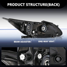 Load image into Gallery viewer, 2013-2015 Honda Accord Sedan Headlights Pair, Professional Projector Halogen Headlamp (W/O LED DRL Models), LH+RH Side Replacement, Black