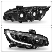 Load image into Gallery viewer, 2016-2021 Honda Civic Black Projector Headlights, Integrated LED Daytime Running Lights, Complete LH & RH Assembly Pair