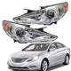 2011-2014 Hyundai Sonata Chrome Projector Headlights, Crystal Clear Lens Assembly, Left & Right Side Pair