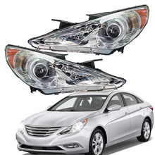 Load image into Gallery viewer, 2011-2014 Hyundai Sonata Chrome Projector Headlights, Crystal Clear Lens Assembly, Left & Right Side Pair