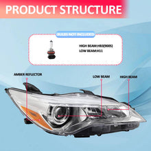 Load image into Gallery viewer, 2015-2017 Toyota Camry Projector Headlights, Chrome Housing Clear Lens Assembly, LE SE XLE XSE Pair, Direct OEM Fitment