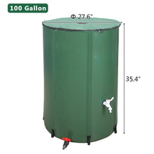 Load image into Gallery viewer, 100 Gallon Portable Rain Barrel, Foldable Water Catcher with 360° Mesh Top, Dual High Flow Spigots & Emergency Water Storage Kit