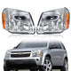 2005-2009 Chevrolet Equinox Halogen Headlights, Crystal Clear Lens Chrome Housing, Left Driver & Right Passenger Side Pair, Direct OEM Fit