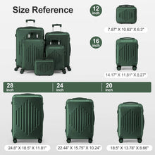 Load image into Gallery viewer, 5 Piece Ultra Tough Luggage Set, 100% PC Hardside Expandable Suitcases with TSA Lock & Spinner Wheels, Sage Green