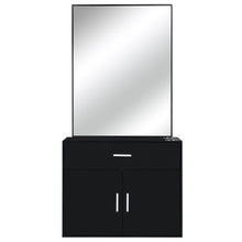 Load image into Gallery viewer, Wall Mount Barber Station Beauty Salon Cabinet, Professional Hair Styling Dressing Table with Drawer, 3 Tool Holes and mirror