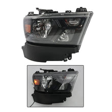 Load image into Gallery viewer, 2019-2024 Dodge Ram 1500 Black Headlight, Passenger Side (RH) Halogen Lamp with High/Low Beam Bulbs Included
