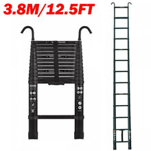 Load image into Gallery viewer, Telescoping Ladder Compact Extension Aluminum with 2 Detachable Roof Hooks