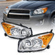 2009-2012 Toyota RAV4 Chrome Headlights, Amber Corner Lens Assembly, Left Driver & Right Passenger Side Pair, Direct OEM Fit