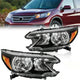 2012-2014 Honda CR V Black Housing Headlights, Halogen Type Crystal Clear Lens Assembly, Left & Right Side Pair, Direct OEM Fit