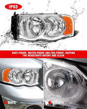 Load image into Gallery viewer, 2002-2005 Dodge Ram 1500 2500 3500 Chrome Headlights, Amber Corner Crystal Clear Lens Assembly, Left & Right Side Pair, Direct OEM Fit