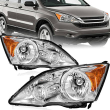 Load image into Gallery viewer, 2007-2011 Honda CR V Chrome Headlights, Amber Corner Lens Assembly with Bulbs, Left & Right Side Pair, Direct OEM Fit