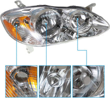 Load image into Gallery viewer, 2003-2008 Toyota Corolla Chrome Headlights, Includes Bulbs Crystal Clear Lens Assembly, Left & Right Side Pair, Direct OEM Fit