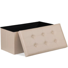 Load image into Gallery viewer, 30" Beige Folding Storage Ottoman Footstool with Cover for Living Room & Bedroom