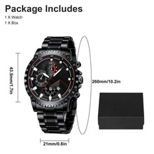 Load image into Gallery viewer, Stainless Steel Black Chronograph Waterproof Watch