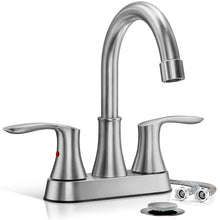 Load image into Gallery viewer, Bathroom Sink Faucet Brushed Nickel, 3 Hole 4 In Centerset Vanity Mixer with Drain