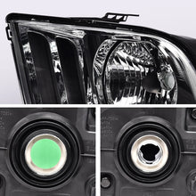 Load image into Gallery viewer, 2005-2009 Ford Mustang Black Housing Headlights, Halogen Crystal Clear Lens Assembly, Left & Right Side Pair, Direct OEM Fit