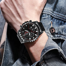 Load image into Gallery viewer, Stainless Steel Black Chronograph Waterproof Watch