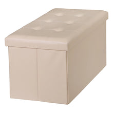 Load image into Gallery viewer, 30" Beige Folding Storage Ottoman Footstool with Cover for Living Room & Bedroom