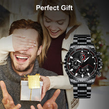 Load image into Gallery viewer, Stainless Steel Black Chronograph Waterproof Watch