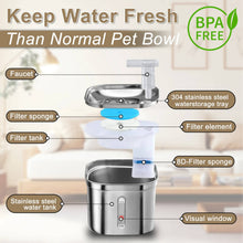 Load image into Gallery viewer, 2.2L Stainless Steel Cat Water Fountain - Quiet, Filtered, Easy Clean
