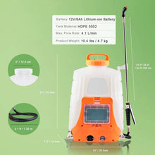 Load image into Gallery viewer, Battery Powered Backpack Sprayer 4 Gal Tank 0 to 90 PSI Adjustable Pressure