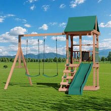 Load image into Gallery viewer, Swing Sets for Kids, Slide, Rock Wall & Soft Cushion Swings for Backyard