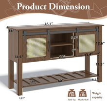 Load image into Gallery viewer, Buffet Cabinet, Coffee Bar Storage Cabinet with Rattan Sliding Barn Door & Shelves