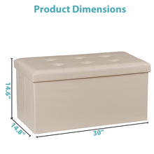 Load image into Gallery viewer, 30" Beige Folding Storage Ottoman Footstool with Cover for Living Room & Bedroom