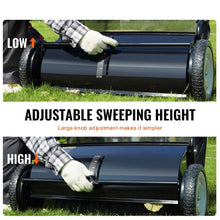 Load image into Gallery viewer, Push Lawn Sweeper 26 Inch 7 Cu Ft Leaf Collector with Adjustable Height Manual Grass Sweeper for Yard Garden