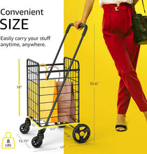 Load image into Gallery viewer, Folding Utility Shopping Cart with Double Baskets, Swivel Wheels Heavy Duty Grocery Cart