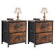 2 Pack 2 Drawer Fabric Nightstand Set, Small Bedside Tables with Metal Frame & Adjustable Feet, Modern End Table Pair for Bedroom, Dorm, & Closet