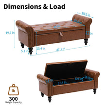 Load image into Gallery viewer, Storage Ottoman End of Bed Bench