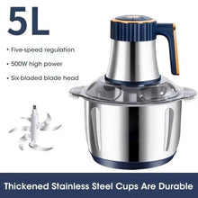 Load image into Gallery viewer, 500W Food Processors Electric Food Chopper Meat Grinder & Vegetable Chopper 5L