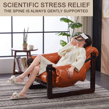 Load image into Gallery viewer, Vintage Leather Accent Chair Lounge Armchair with Wooden Frame for Living Room