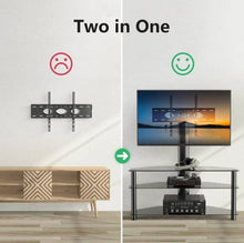 Load image into Gallery viewer, Glass Floor TV Stand with Swivel Mount for 32 to 70 inch Flat Screen TVS