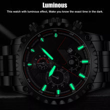 Load image into Gallery viewer, Stainless Steel Black Chronograph Waterproof Watch