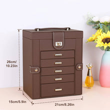 Load image into Gallery viewer, 6 Layer Large Leather Jewelry Box