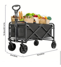 Load image into Gallery viewer, Collapsible Garden Utility Wagon Cart, Foldable with Adjustable Handle for Outdoor Yard, Camping, Beach