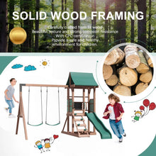 Load image into Gallery viewer, Swing Sets for Kids, Slide, Rock Wall & Soft Cushion Swings for Backyard
