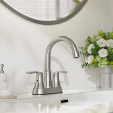 Load image into Gallery viewer, Bathroom Sink Faucet Brushed Nickel, 3 Hole 4 In Centerset Vanity Mixer with Drain