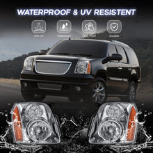 Load image into Gallery viewer, 2007-2014 GMC Yukon & Yukon XL Denali Chrome Headlights, Crystal Clear Lens Assembly, Left & Right Side Pair, Direct OEM Fit