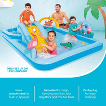 Load image into Gallery viewer, Inflatable Jungle Adventure Kiddie Pool with Sprayer, 96 x 78 x 28 Inch Kids Play Center